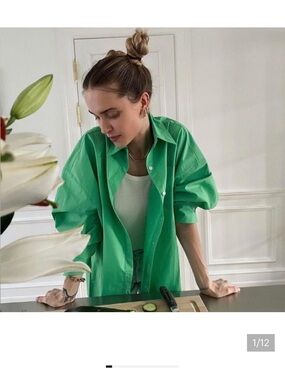 Frankie Shop Bright Green Oversized Button-Down Shirt